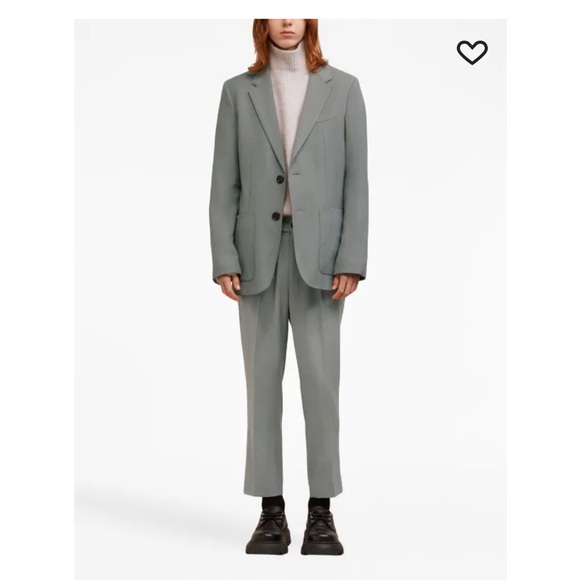 AMI Mens's Paris Twill Sport Single-Breasted Tailored Blazer in grey EU 50 US 40 - Picture 4 of 17